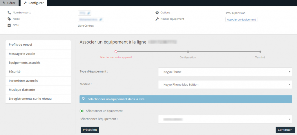 Keyyo_Manager_Install KPh pour Mac_Associer un équipement a la ligne